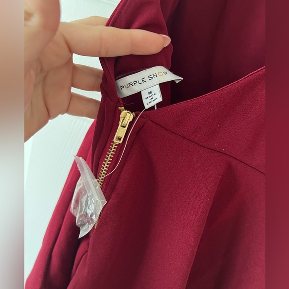 Purple snow dark red romper, size medium - Picture 2 of 4